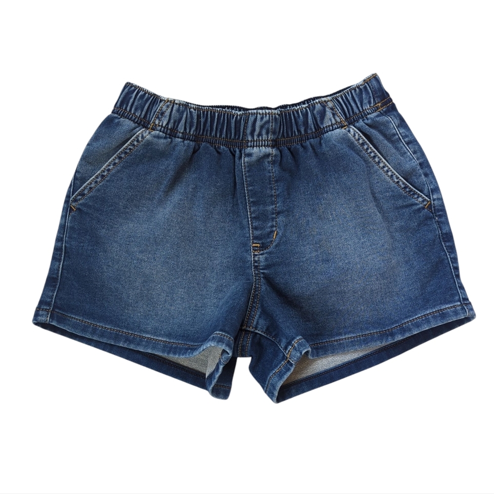 Gap Denim Supersoft High-Rise Relaxed Pull-On Sweatpant Jean Shorts LARGE Blue